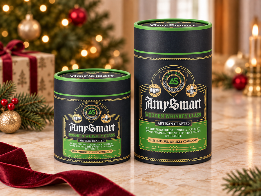 AMYSMART single and two-cup cylindrical gift packaging in a festive setting
